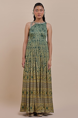 emerald green criss cross dress pretty little thing Buy Dark Green Indo-Western Embroidered Jumpsuit