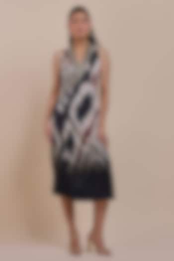 Black & Ivory Cotton Satin Linen Beadwork Maxi Cocktail Dress by JJV.Kapurthala By JJ Valaya at Pernia's Pop Up Shop