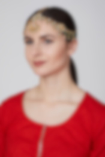 Gold Plated Kundan Matha Patti by Just Jewellery at Pernia's Pop Up Shop