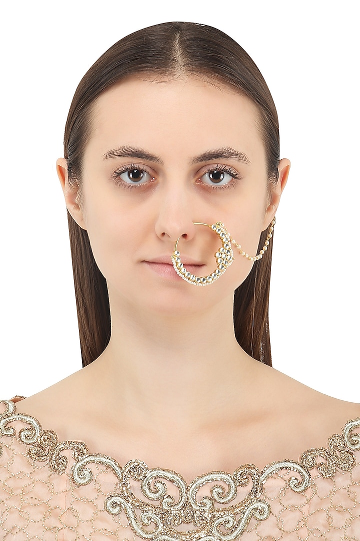 Gold Plated Jadtar Nosering by Just Jewellery