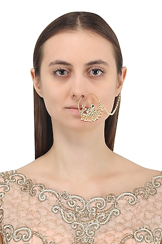 Gold Plated Jadtar Nosering by Just Jewellery