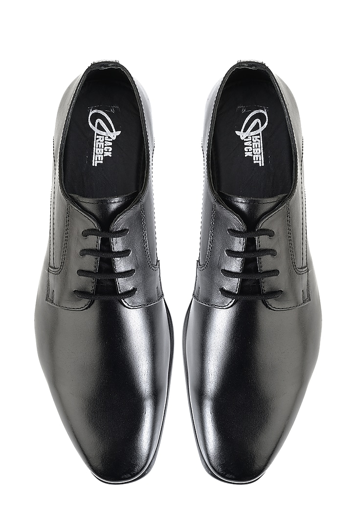 Black Full Grain Leather Lace-Up Shoes by Jack Rebel
