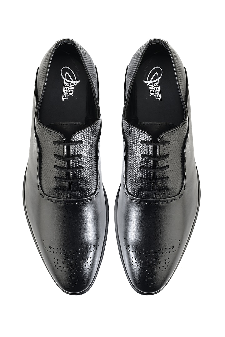 Black Full Grain Leather Lace-Up Shoes by Jack Rebel