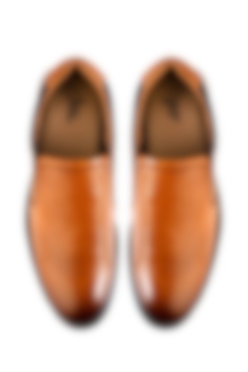 Tan Full Grain Leather Handcrafted Slip-Ons by Jack Rebel