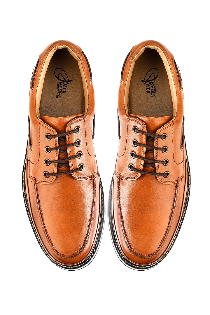 Tan Full-Grain Leather Shoes by Jack Rebel