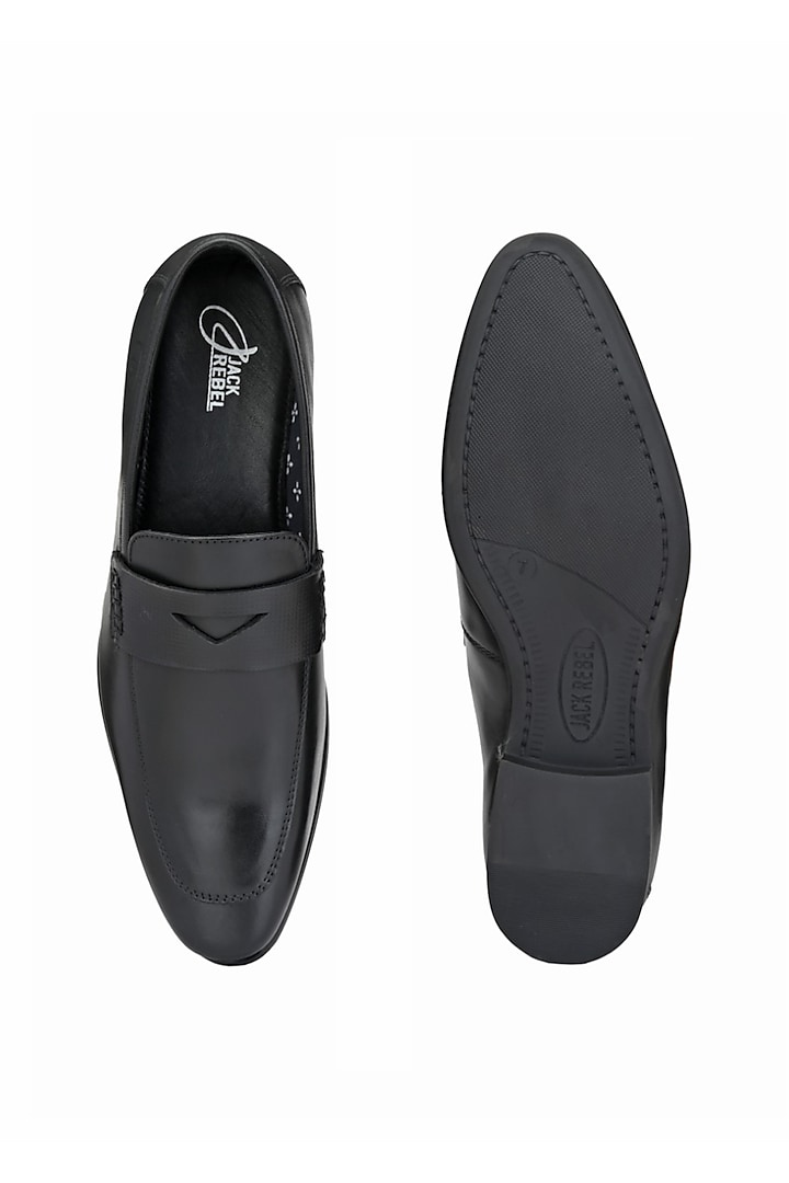 Black Full-Grain Leather Handcrafted Loafers by Jack Rebel