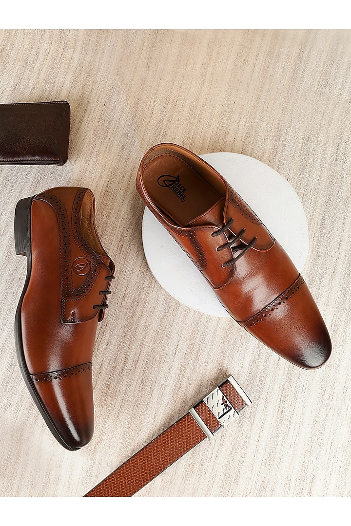 Tan Full Grain Leather Handcrafted Shoes by Jack Rebel