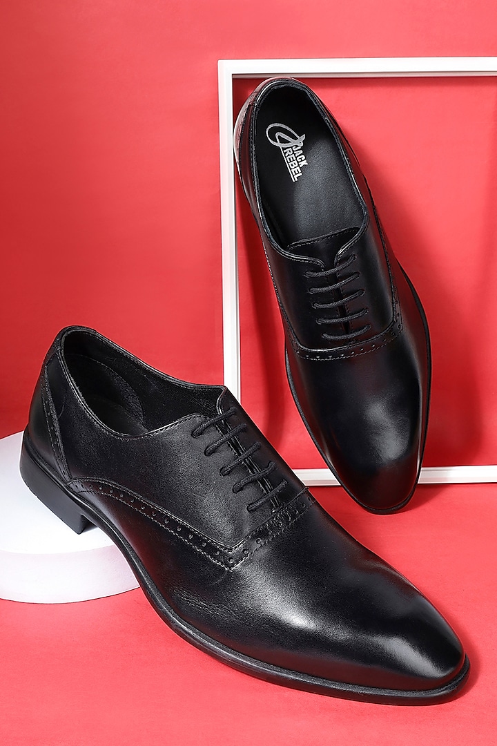 Black Full Grain Leather Handcrafted Shoes by Jack Rebel