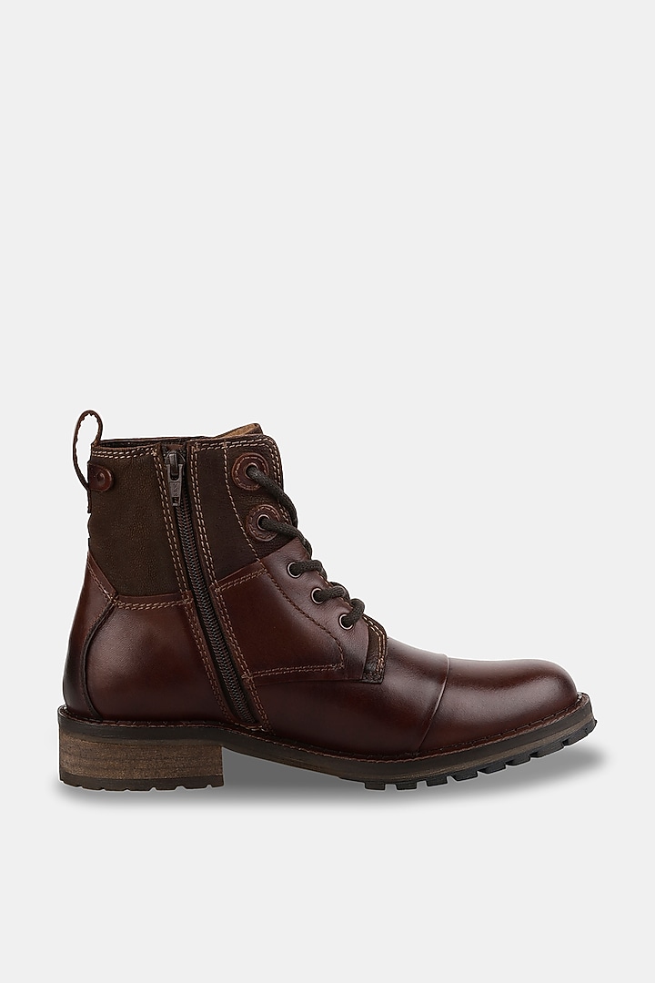 Brown Full Grain Leather Boots by Jack Rebel at Pernia's Pop Up Shop