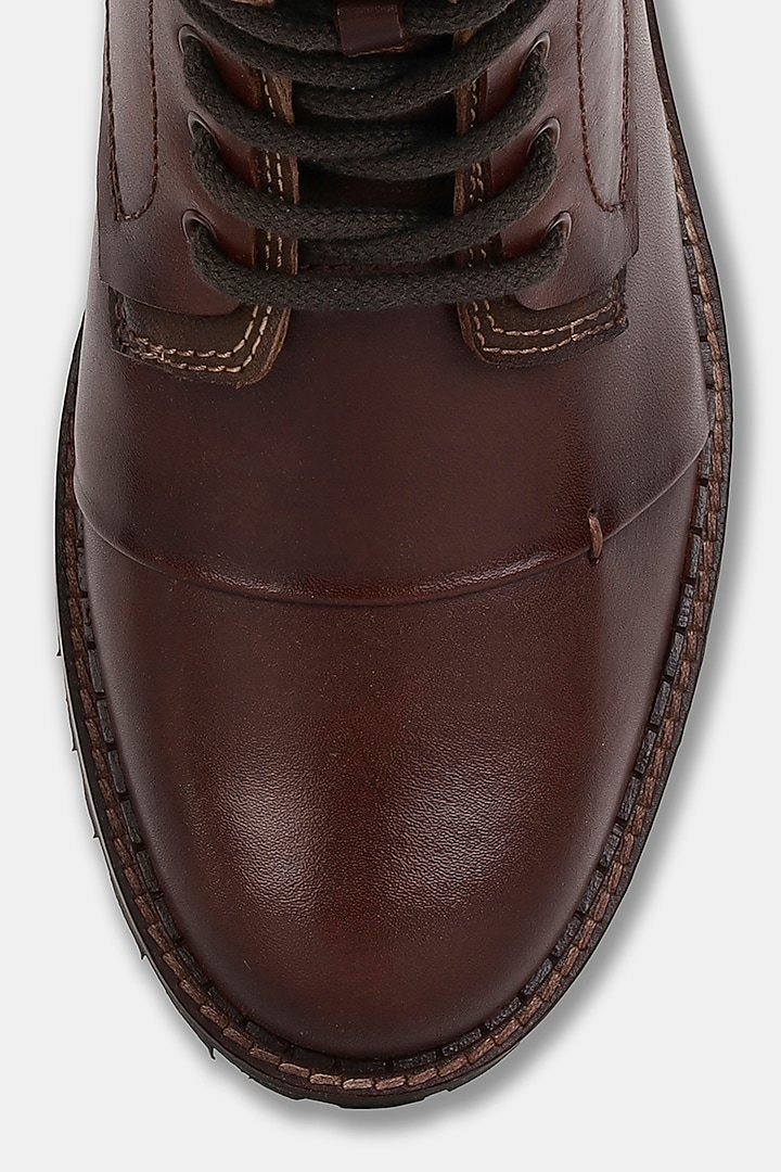 Brown Full Grain Leather Boots by Jack Rebel at Pernia's Pop Up Shop