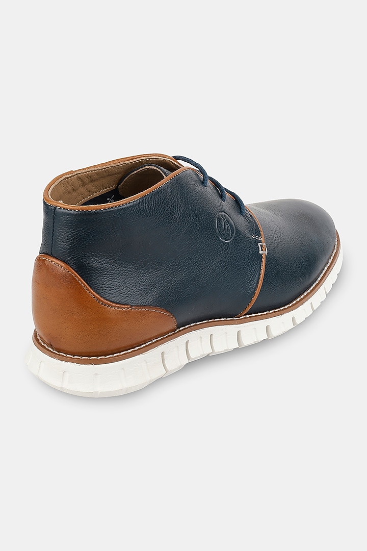 Navy Milled Leather Boots by Jack Rebel at Pernia's Pop Up Shop