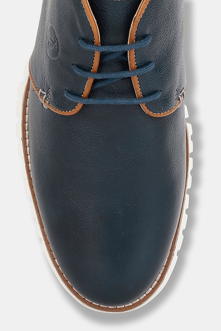 Navy Milled Leather Boots by Jack Rebel at Pernia's Pop Up Shop