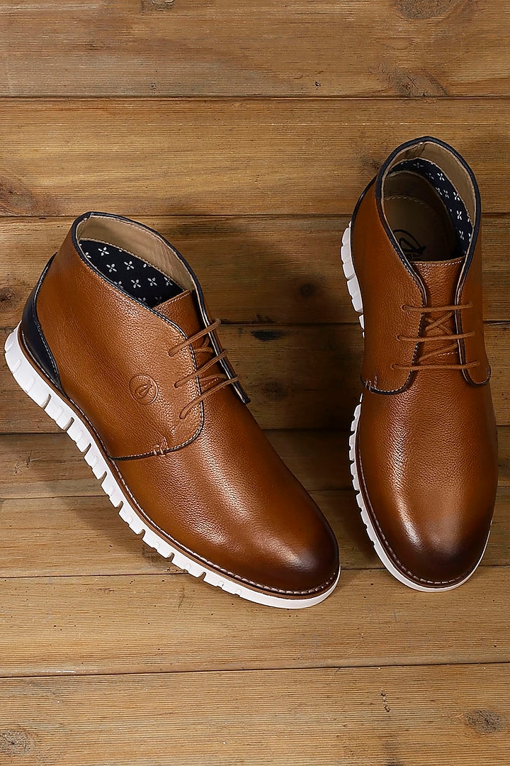 Tan Milled Leather Shoes by Jack Rebel