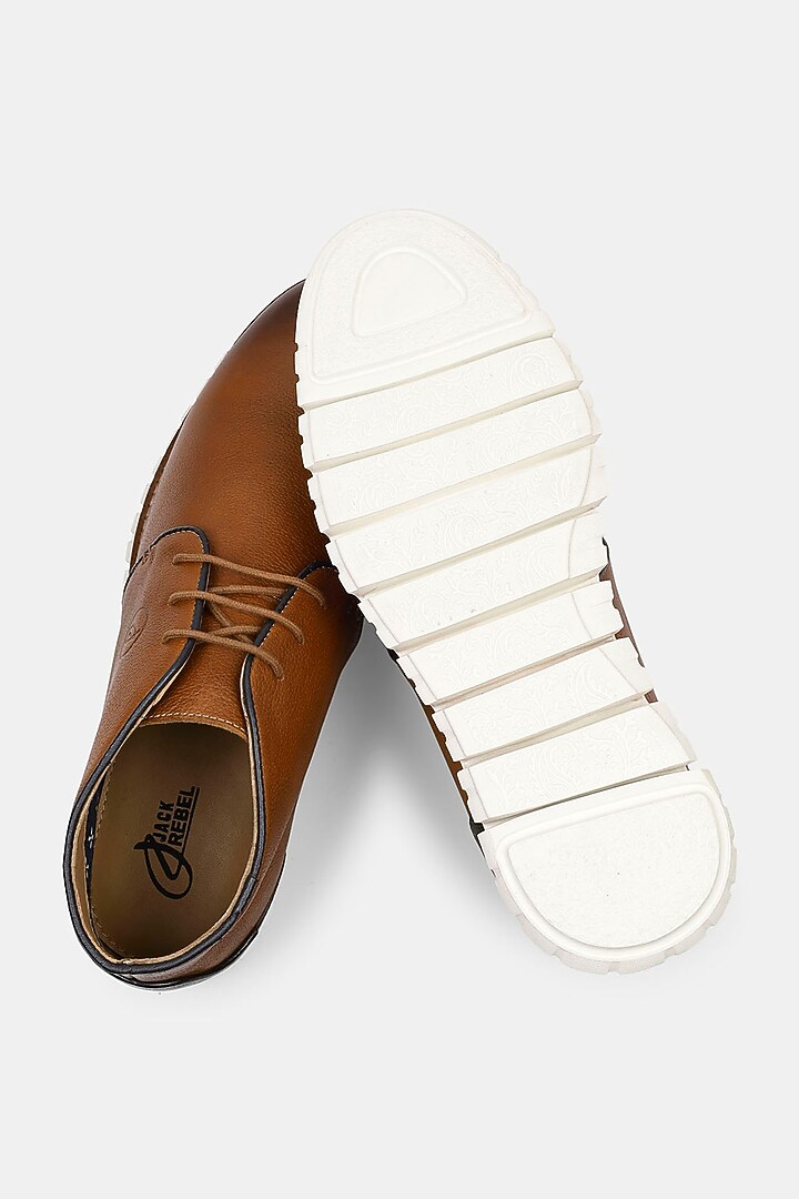 Tan Milled Leather Shoes by Jack Rebel at Pernia's Pop Up Shop