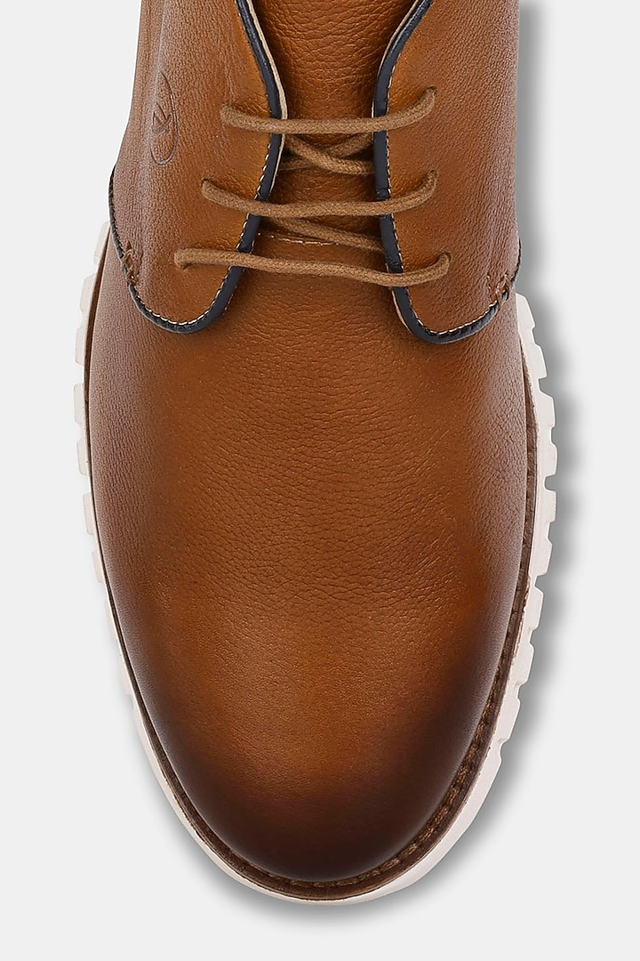 Tan Milled Leather Shoes by Jack Rebel at Pernia's Pop Up Shop