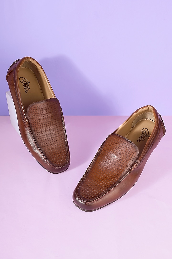 Tan Full Grain Leather Shoes by Jack Rebel