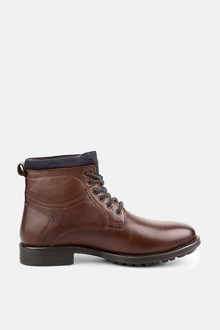 Brown Milled Leather Boots by Jack Rebel at Pernia's Pop Up Shop