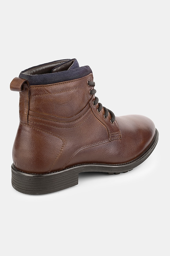 Brown Milled Leather Boots by Jack Rebel at Pernia's Pop Up Shop