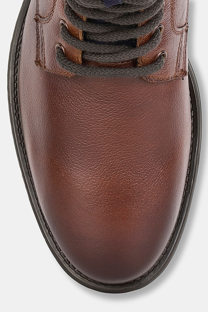 Brown Milled Leather Boots by Jack Rebel at Pernia's Pop Up Shop