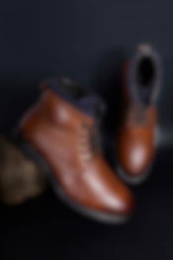 Tan Milled Leather Boots by Jack Rebel