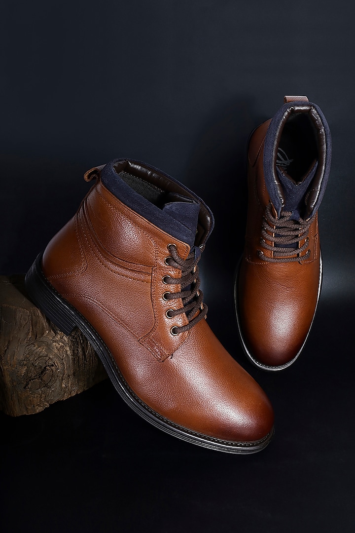 Tan Milled Leather Boots by Jack Rebel