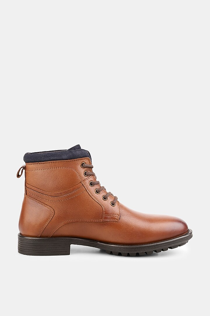 Tan Milled Leather Boots by Jack Rebel at Pernia's Pop Up Shop
