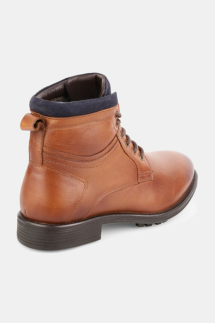 Tan Milled Leather Boots by Jack Rebel at Pernia's Pop Up Shop