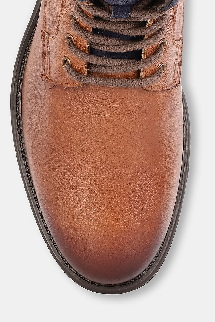 Tan Milled Leather Boots by Jack Rebel at Pernia's Pop Up Shop