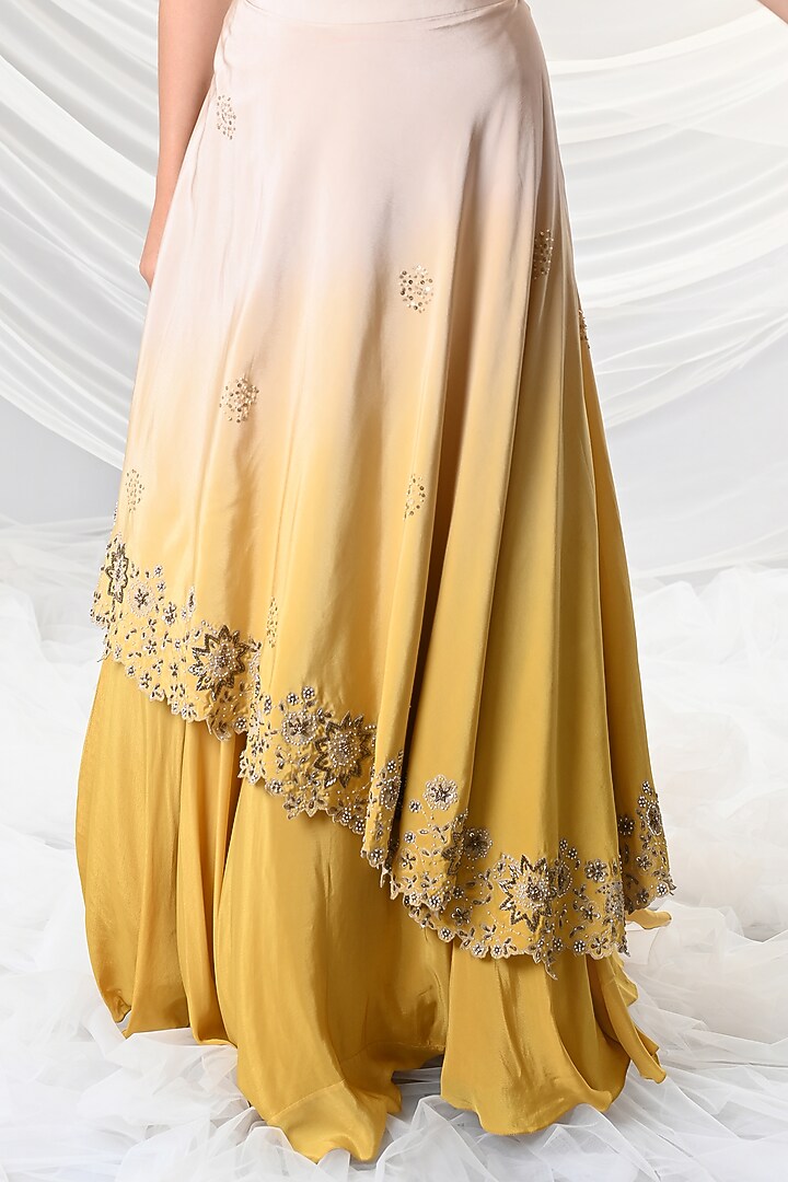 Yellow Ombre Embroidered Wedding Lehenga Set by Just Like that by Anju Jain at Pernia's Pop Up Shop