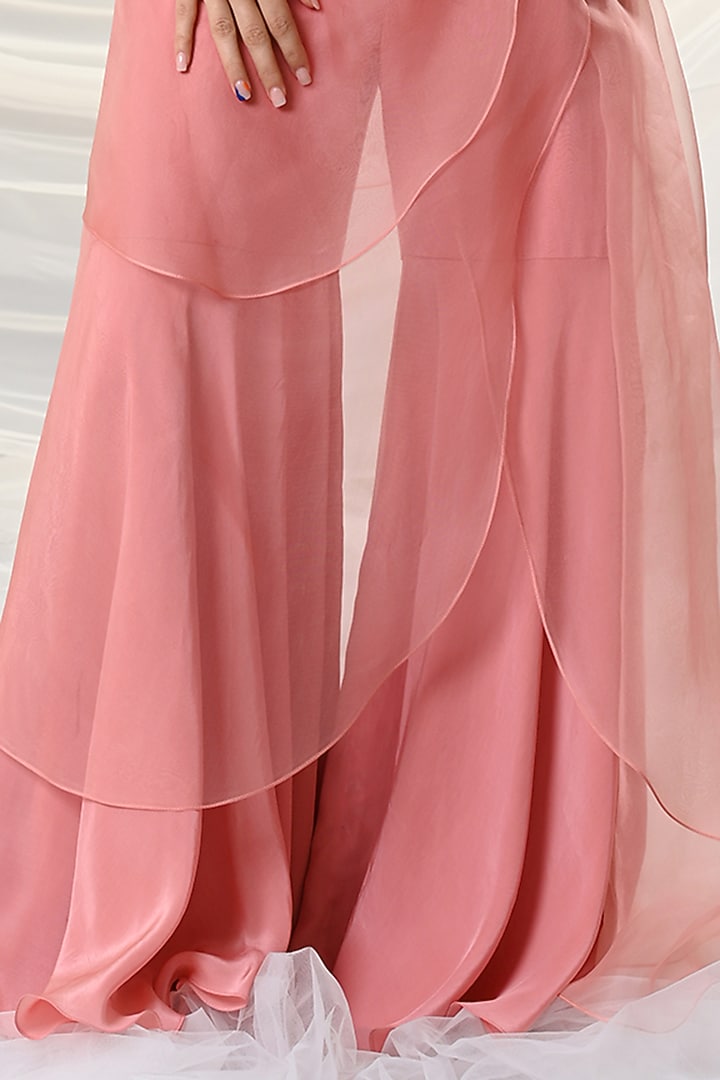 Peach Pearl-Embroidered Jacket Set by Just Like that by Anju Jain at Pernia's Pop Up Shop