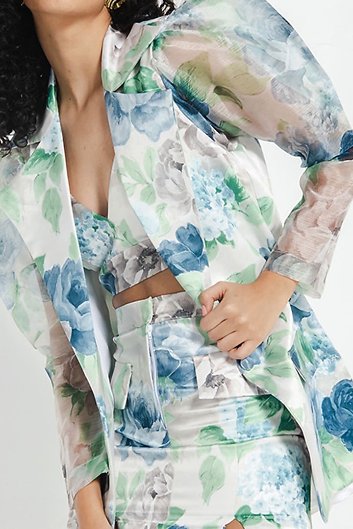 Multi-Colored Satin & Organza Printed Co-Ord Set by July Issue at Pernia's Pop Up Shop