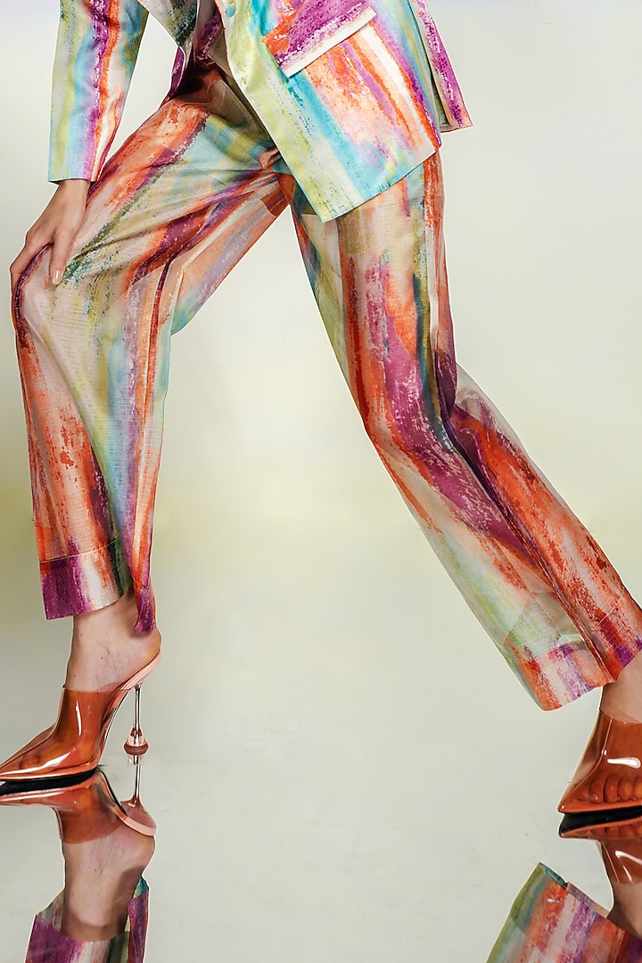 Multi-Colored Cotton Satin Printed Jacket Set by July Issue at Pernia's Pop Up Shop