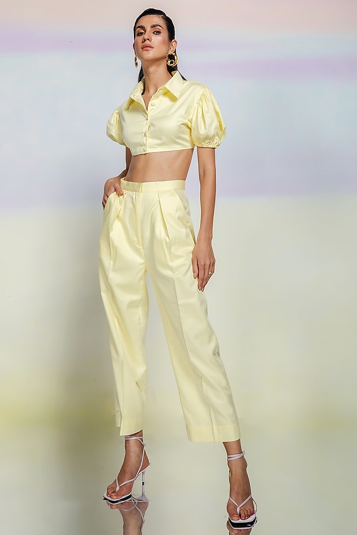 Yellow Giza Cotton Co-Ord set by July Issue at Pernia's Pop Up Shop