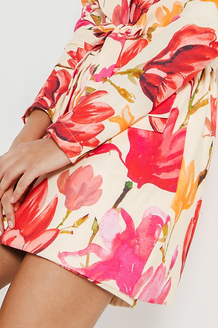 Beige & Pink Cotton Jacquard Printed Skirt Set by July Issue at Pernia's Pop Up Shop