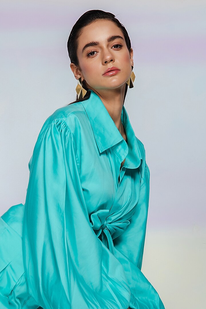 Blue Giza Cotton Co-Ord Set by July Issue at Pernia's Pop Up Shop
