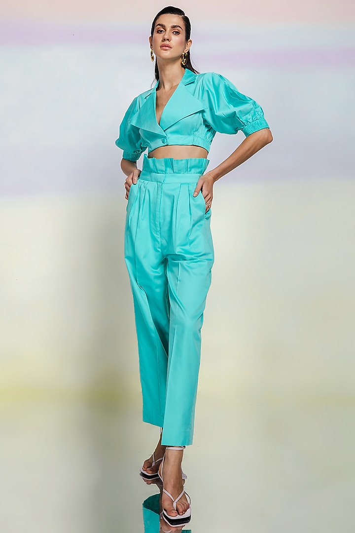 Blue Giza Cotton Co-Ord Set by July Issue at Pernia's Pop Up Shop