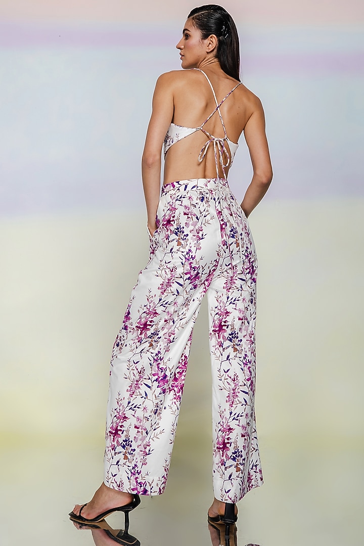 White & Purple Linen Printed Co-Ord Set by July Issue at Pernia's Pop Up Shop