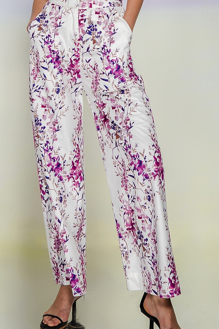 White & Purple Linen Printed Co-Ord Set by July Issue at Pernia's Pop Up Shop