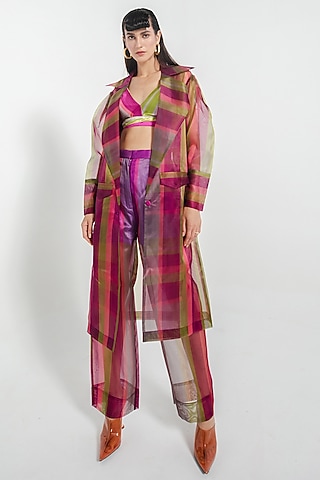 Multi-Colored Organza & Cotton Satin Printed Jacket Set by July Issue