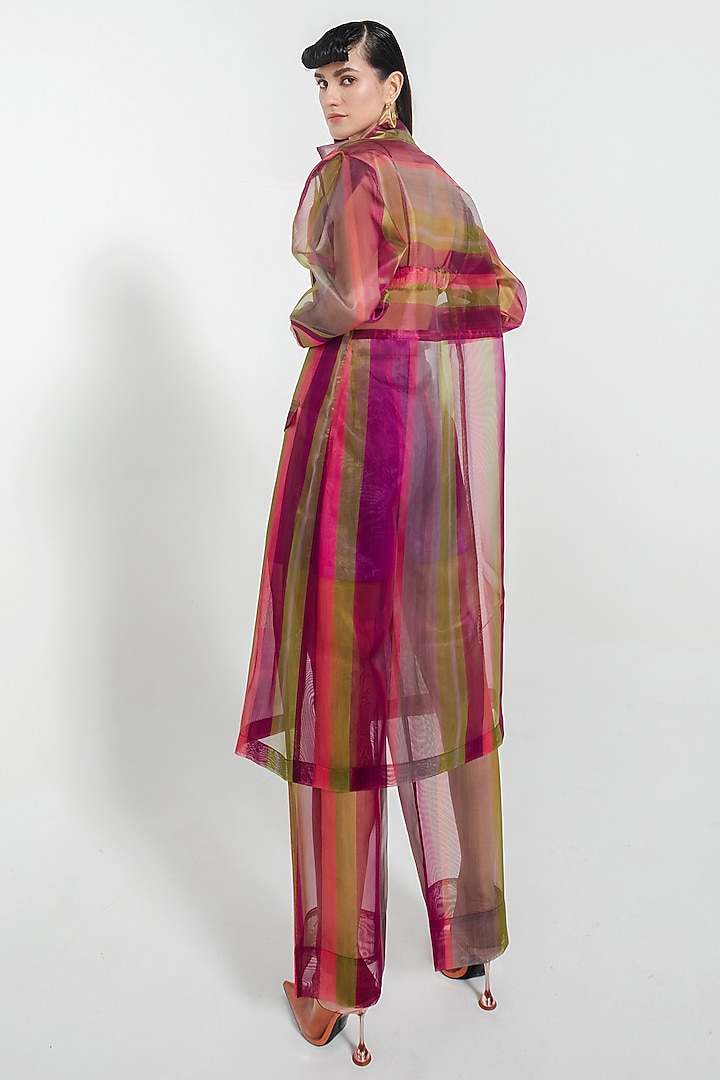 Multi-Colored Organza & Cotton Satin Printed Jacket Set by July Issue at Pernia's Pop Up Shop