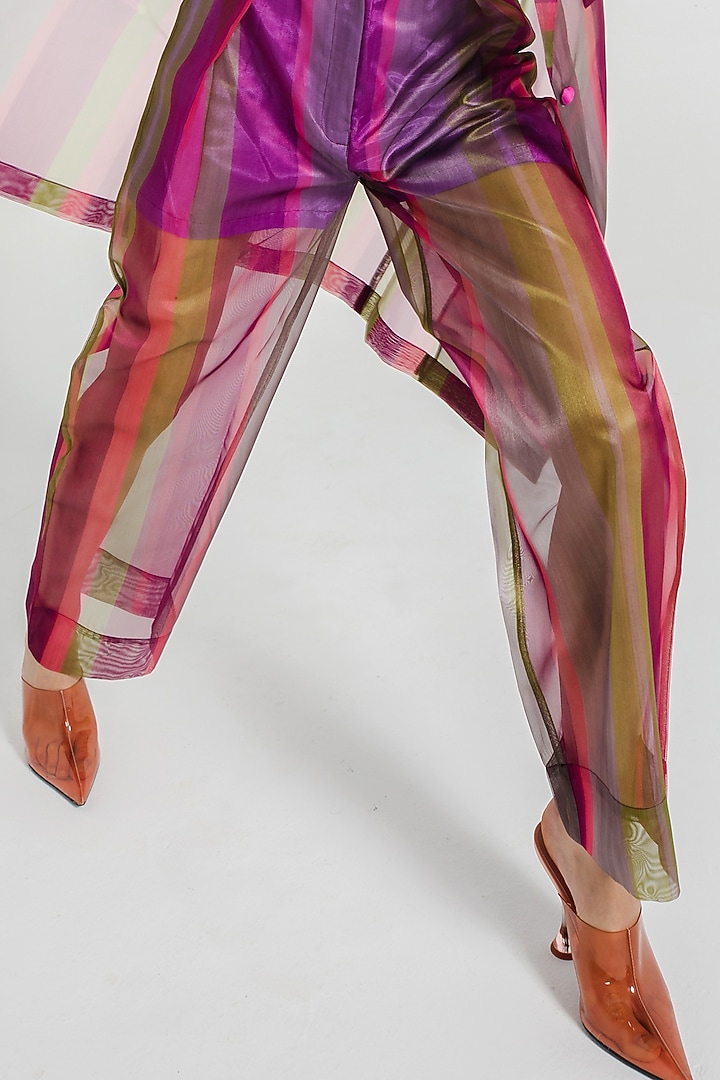 Multi-Colored Organza & Cotton Satin Printed Jacket Set by July Issue at Pernia's Pop Up Shop