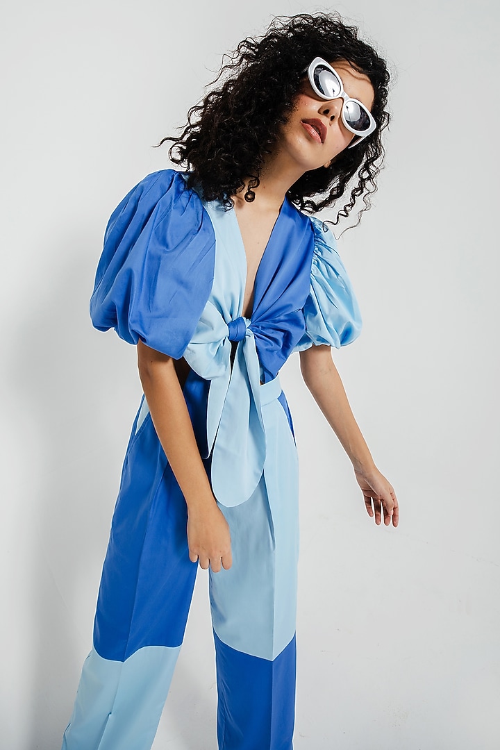 Blue Giza Cotton Co-Ord Set by July Issue at Pernia's Pop Up Shop
