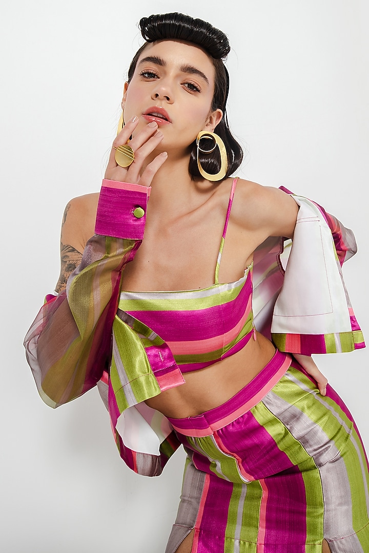 Multi-Colored Cotton Satin Printed Skirt Set by July Issue at Pernia's Pop Up Shop