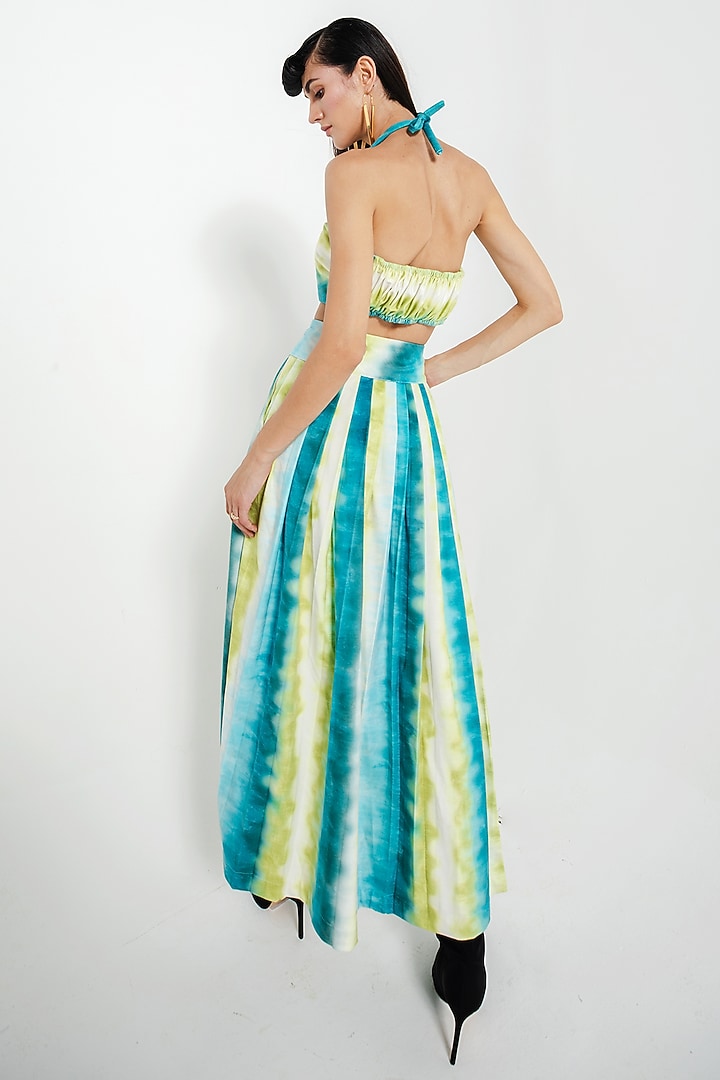 Green Velvet Printed Skirt Set by July Issue at Pernia's Pop Up Shop
