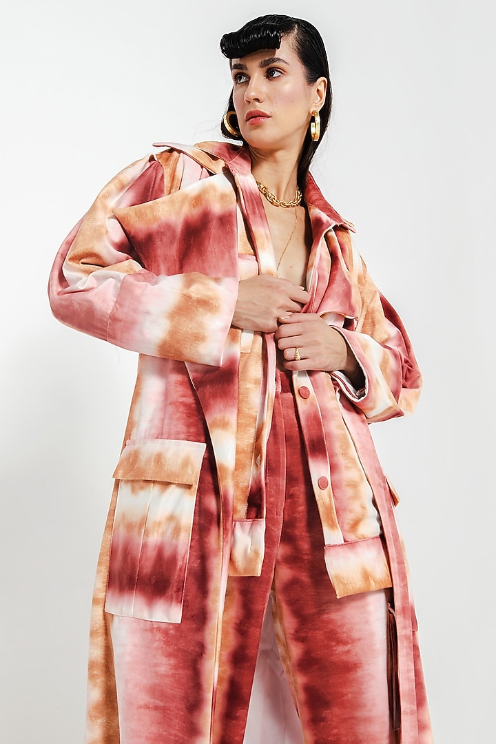 Tan Velvet Printed Jacket Set by July Issue at Pernia's Pop Up Shop