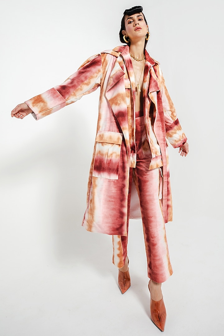Tan Velvet Printed Jacket Set by July Issue at Pernia's Pop Up Shop