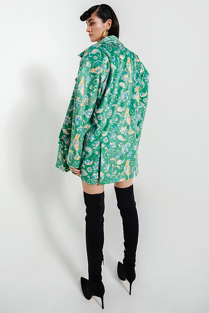 Green Velvet Printed Jacket Set by July Issue at Pernia's Pop Up Shop