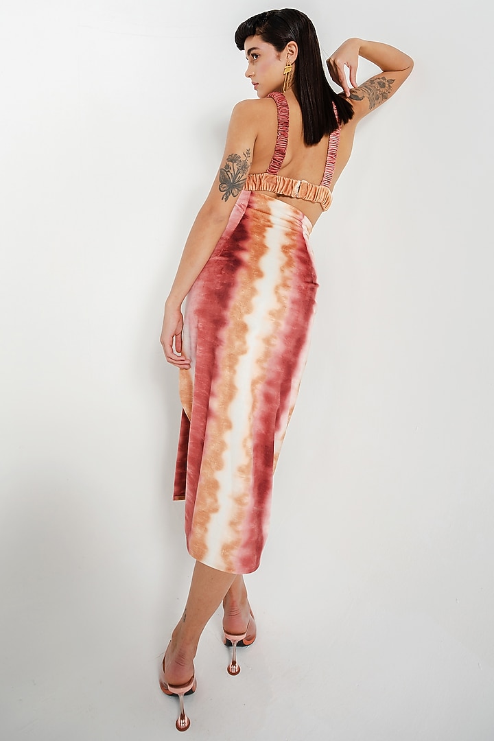 Tan Velvet Printed Pencil Skirt Set by July Issue at Pernia's Pop Up Shop