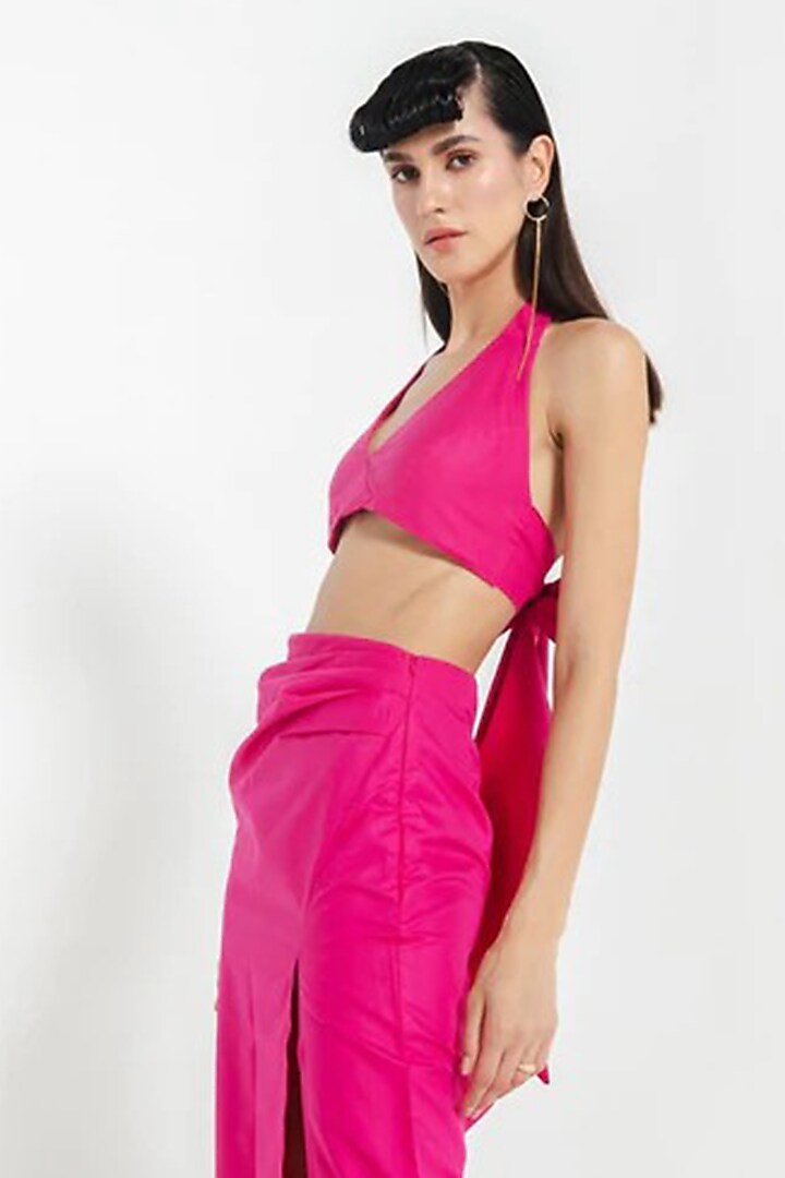 Pink Cotton Asymmetrical Skirt Set by July Issue at Pernia's Pop Up Shop