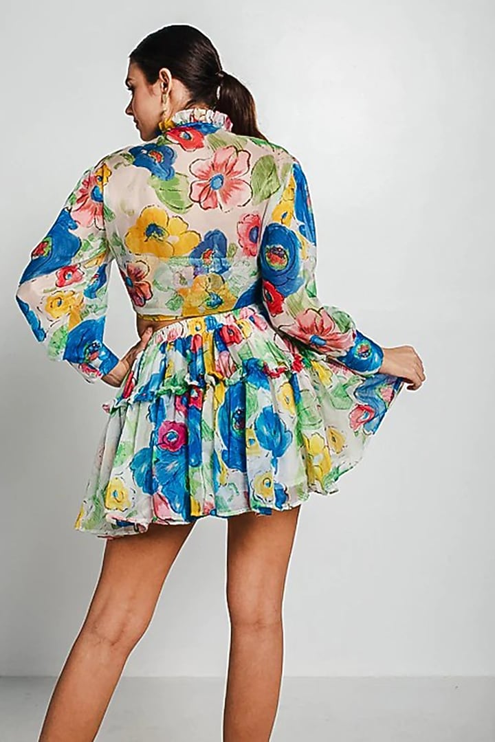 Multi-Colored Georgette Printed Skirt Set by July Issue at Pernia's Pop Up Shop